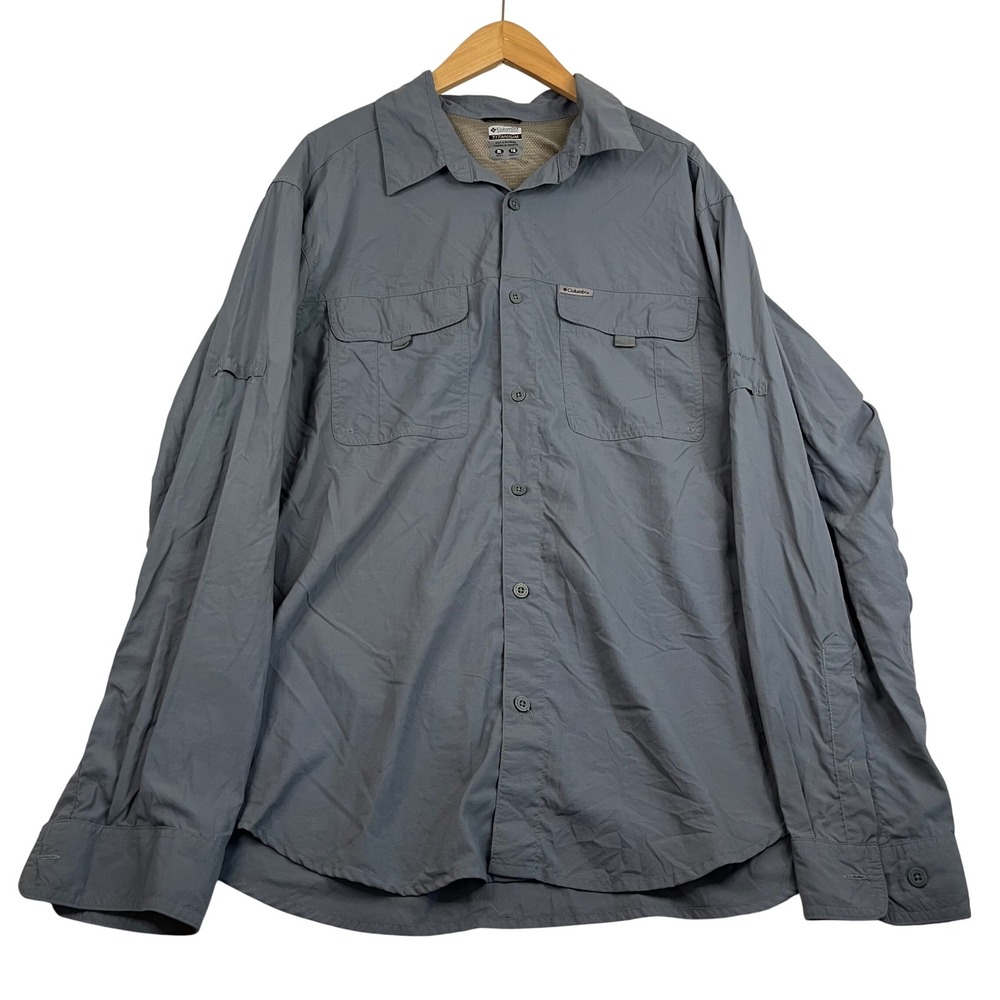 Columbia Titanium Mens XL Gray Long Sleeve Ripstop Hiking Fishing Shirt
